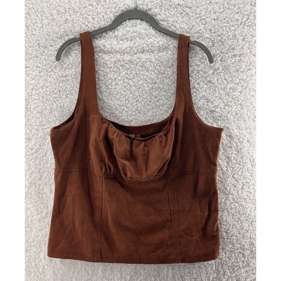 Pilcro Faux Suede Corset Tank Women's Size XL Brown Cropped NWT Anthropologie - Picture 1 of 9